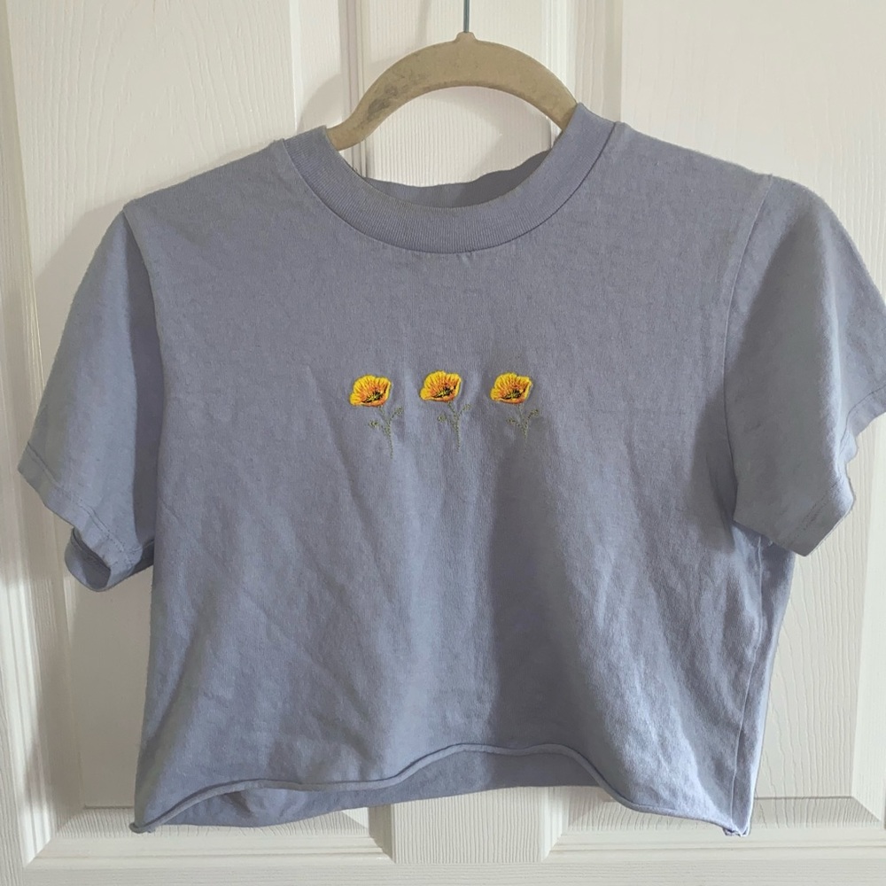 Brandy Melville Blue Flower Crop Top